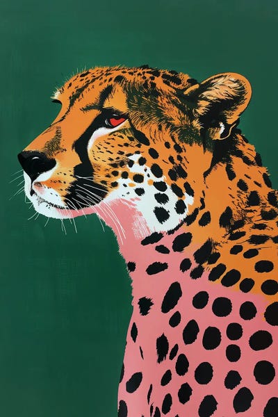 Sasha Robinson: Cheetah With Pink And Orange Spots by Sasha Robinson