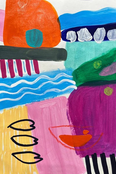 Sasha Robinson: Orange With Purple Abstract by Sasha Robinson