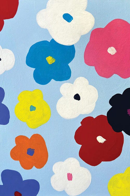 Flowers On Light Steel Blue by Sasha Robinson wall art