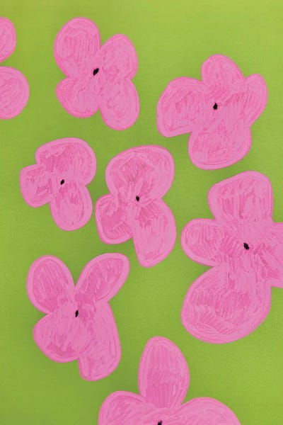 Sasha Robinson: Pink Flowers On Green by Sasha Robinson