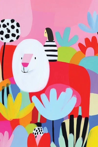 Lions: Woman Riding Majestic Lion by Sasha Robinson