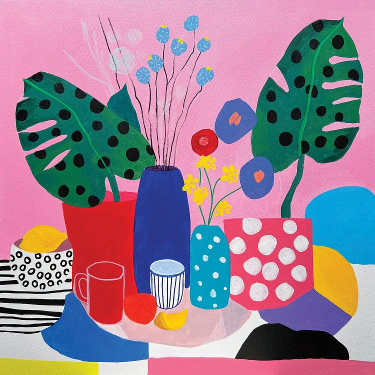 Polka Dot Vases And Flowers