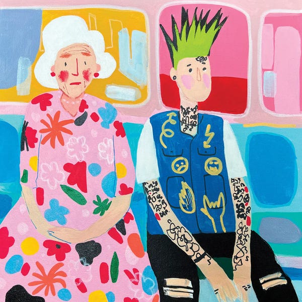 Sasha Robinson: Punk And Grandma Subway Scene by Sasha Robinson