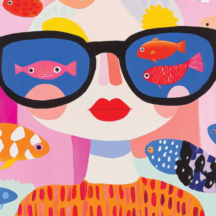 Surreal Fish-Glasses Girl