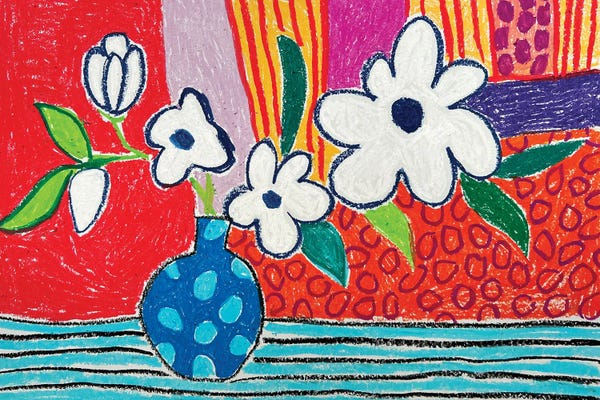 Sasha Robinson: White Flowers In Blue Vase by Sasha Robinson