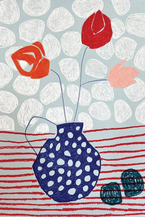 Polka Dot Vase With Flowers