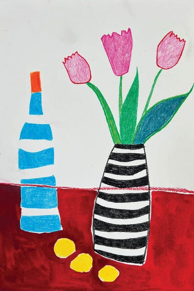 Sasha Robinson: Pink Tulips With Wine And Lemons by Sasha Robinson