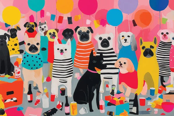 Fine Art Print: Dogs Having A Party by Sasha Robinson