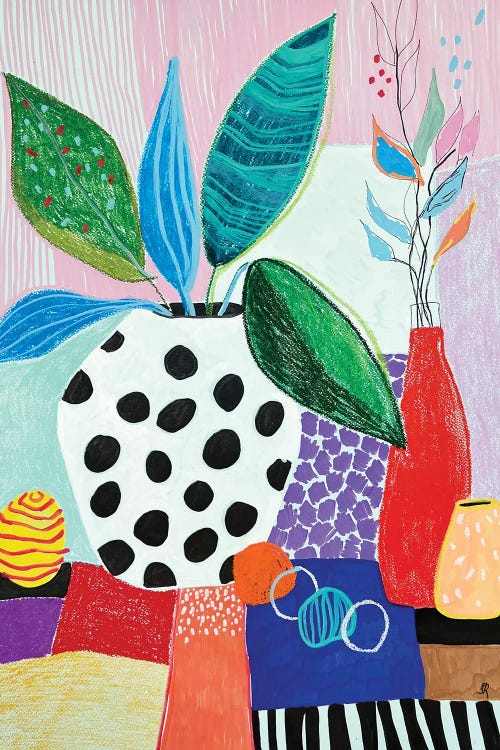 White Vase With Black Dots