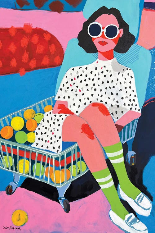 Woman With Shopping Cart by Sasha Robinson canvas print