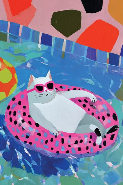White Cat With Pink Glasses