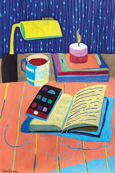 Quiet Desk In Blue Light