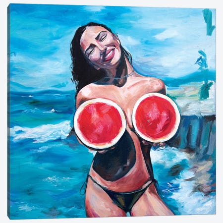 Watermelons Canvas Print #SRB72} by Sasha Robinson Canvas Wall Art