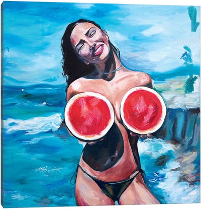 Watermelons Canvas Art Print - Witty Humor Art