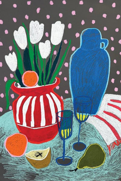 Sasha Robinson - Acrylic Wall Art: Tulips At The Quiet Table by Sasha Robinson