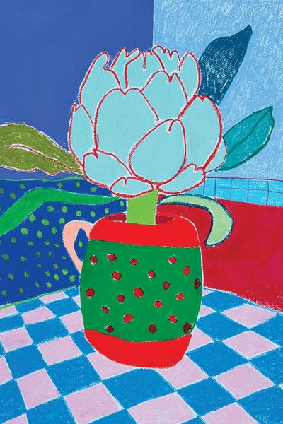 Swamp Green - Canvas Prints: Artichoke In A Colorful Vase by Sasha Robinson