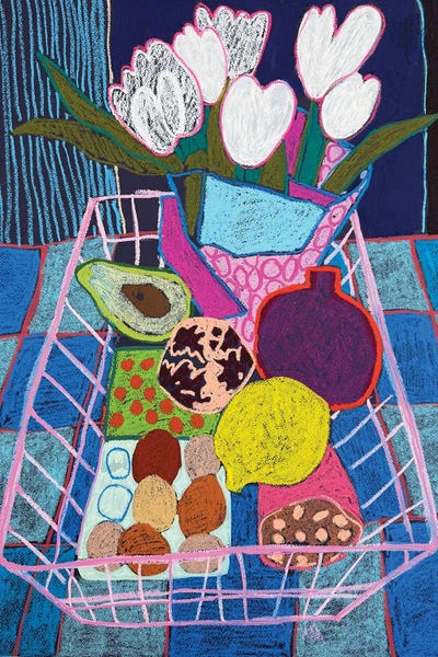 Sasha Robinson: Pink Basket Still Life by Sasha Robinson