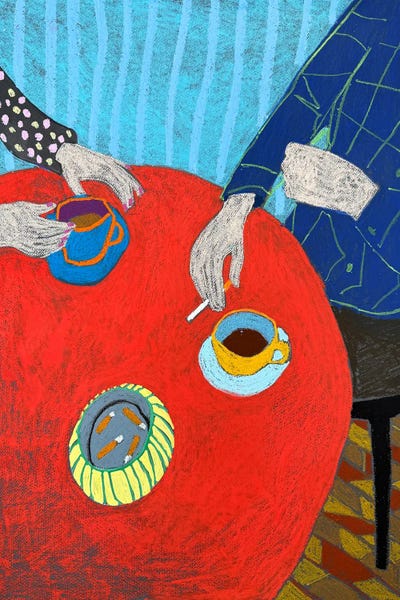 Sasha Robinson - Acrylic Wall Art: Red Table Cafe by Sasha Robinson