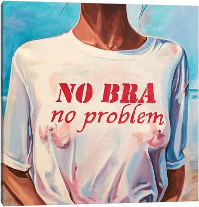 No Bra No Problem Canvas Art Print - Art with Attitude