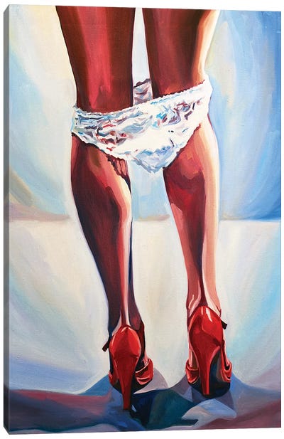 Red Heels Canvas Art Print - Blue & Red Art