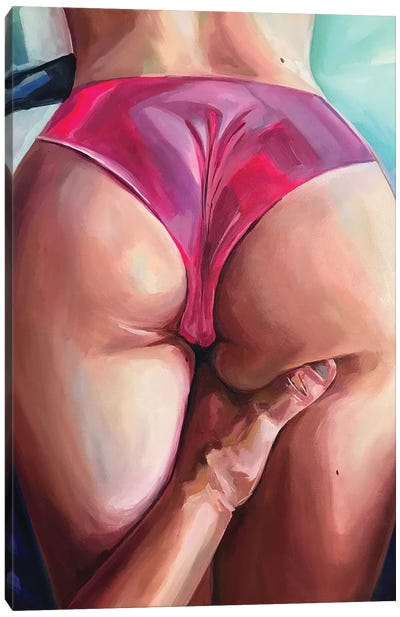 Man's Pink Happiness Canvas Art Print - Lingerie Art