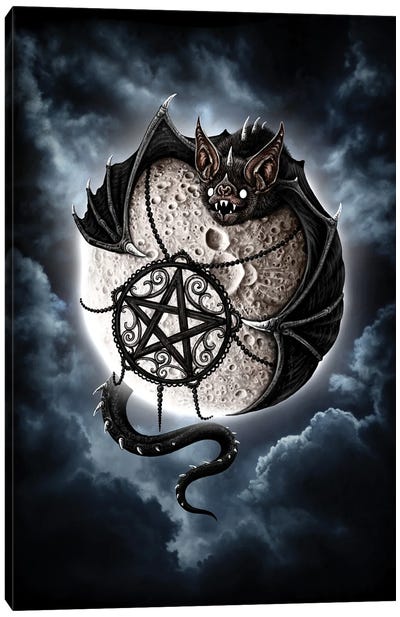 Full Moon Canvas Art Print - Bat Art