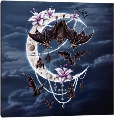 Bat's Moon II Canvas Art Print - Bat Art