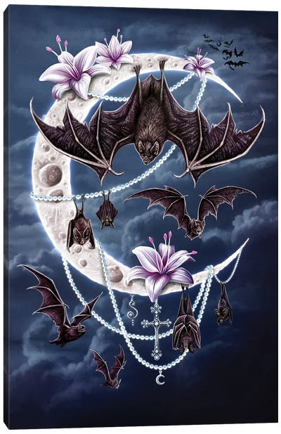 Bat's Moon Canvas Art Print - Bat Art