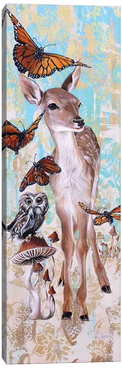 Deer Who Canvas Art Print - Monarch Butterflies