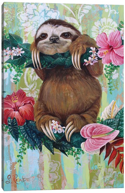 Be Slothy Canvas Art Print - Hibiscus Art