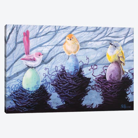Three Little Birds Canvas Print #SRD18} by Suzanne Rende Canvas Wall Art