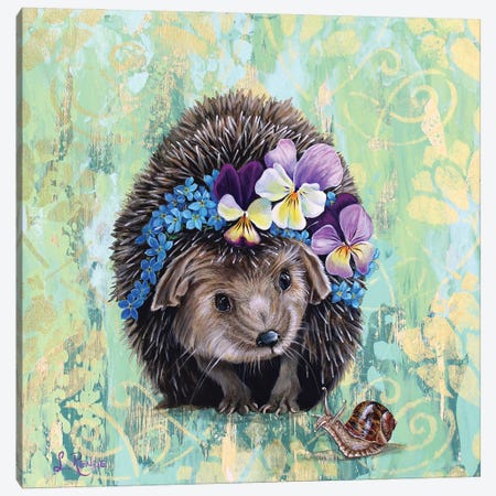 Hedgehog's Garden Canvas Print #SRD22} by Suzanne Rende Art Print