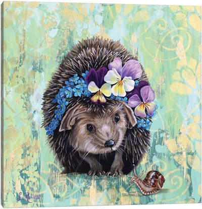 Hedgehog's Garden Canvas Art Print - Snail Art