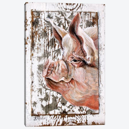 Happy Pig Canvas Print #SRD29} by Suzanne Rende Canvas Print