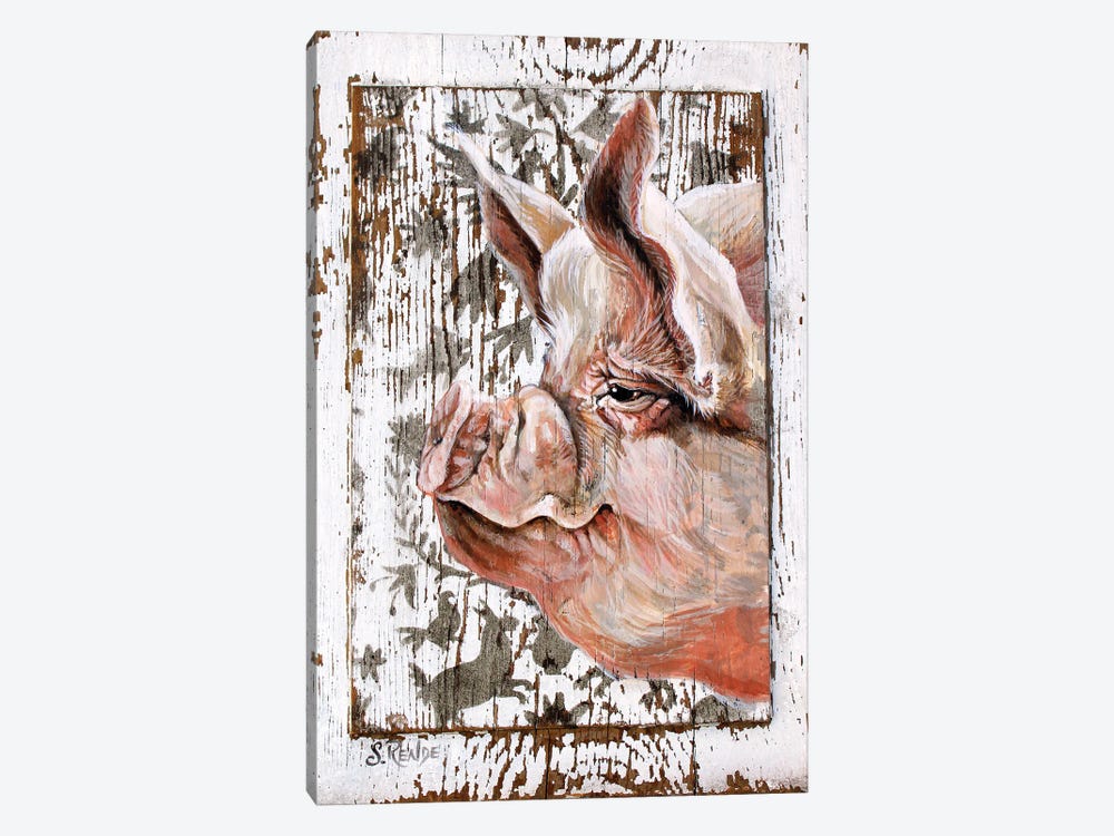 Happy Pig by Suzanne Rende 1-piece Canvas Wall Art