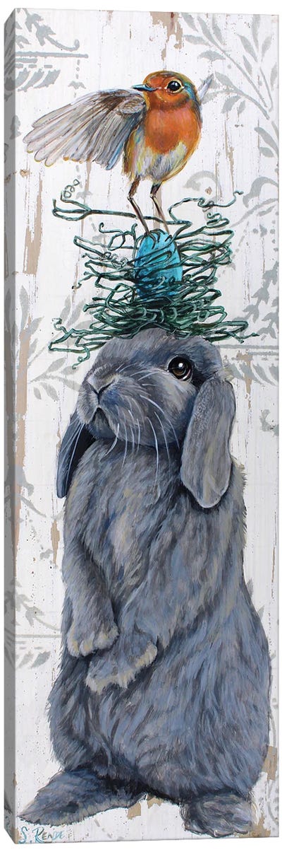 Bird Nest Hare Canvas Art Print - Robin Art