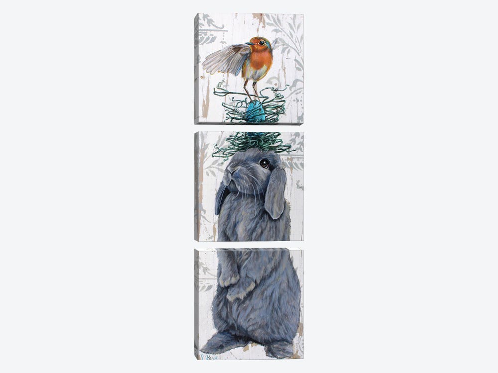 Bird Nest Hare by Suzanne Rende 3-piece Canvas Art
