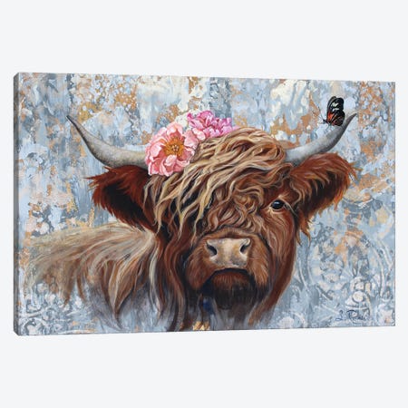 Hippie Cow Canvas Print #SRD3} by Suzanne Rende Canvas Art