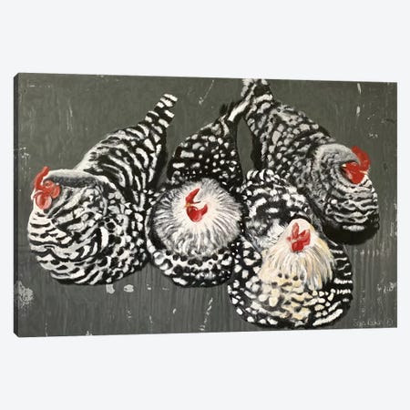 Four Hens Canvas Print #SRE14} by Suzi Redman Canvas Artwork