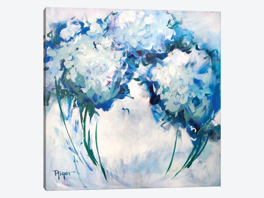 Blooming painting  on paper in floating frame Bedroom wall decor Floral wall art Blue hydrangea painting
