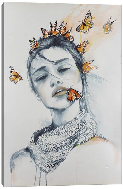 Butterfly Kisses Canvas Art Print - Sara Riches