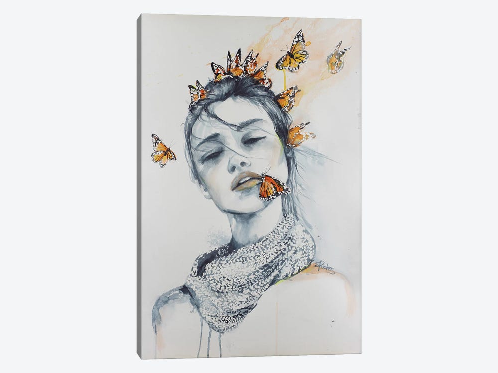 Butterfly Kisses by Sara Riches 1-piece Canvas Print