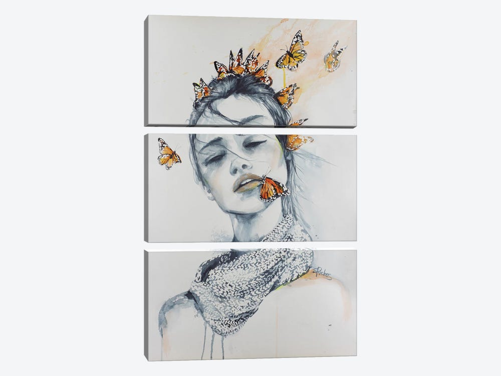 Butterfly Kisses by Sara Riches 3-piece Canvas Print