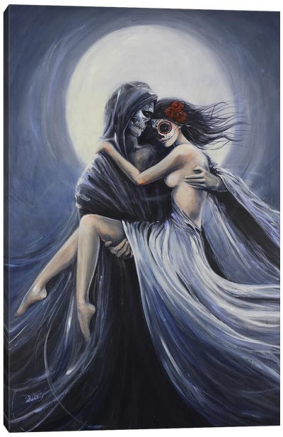 Dark Love Canvas Art Print - Skeleton Art