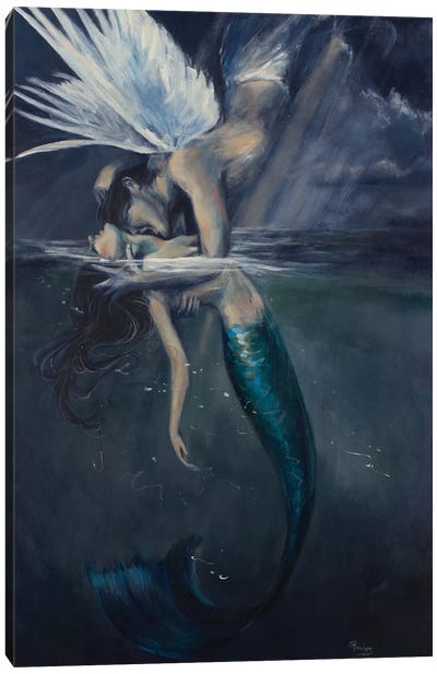 Hooked Canvas Art Print - Mermaids
