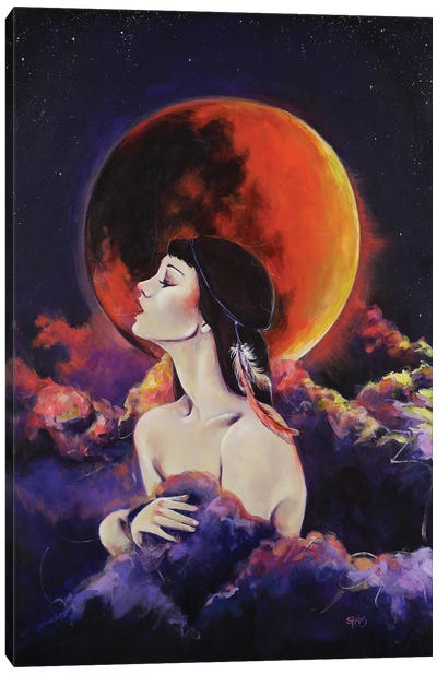 Once In A Blue Moon Canvas Art Print - Full Moon Art