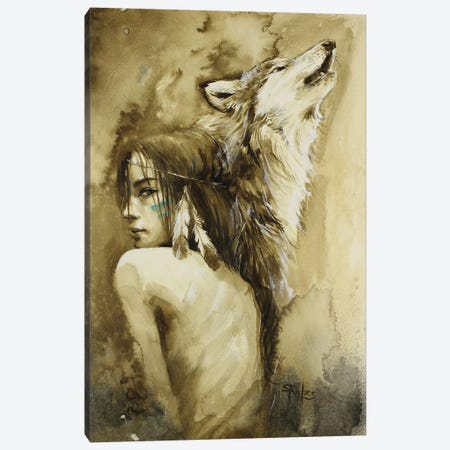 She Wolf Canvas Print #SRI62} by Sara Riches Canvas Artwork