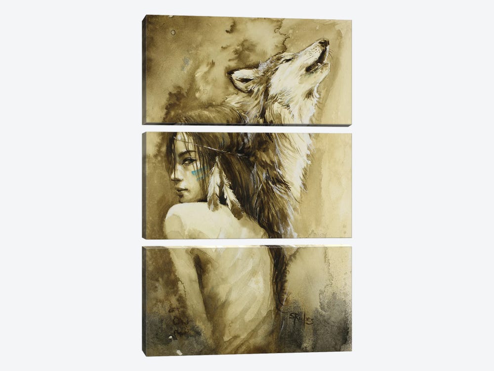 She Wolf by Sara Riches 3-piece Canvas Artwork