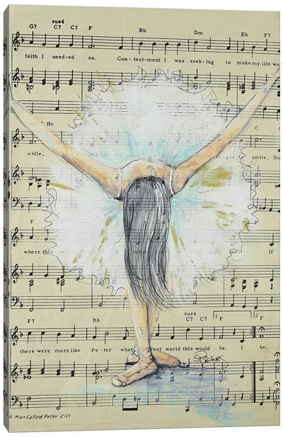 Painted Dancer Canvas Art Print - Musical Notes Art