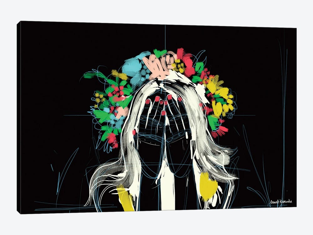 Girl Flower Head by Sarah Kamada 1-piece Canvas Print